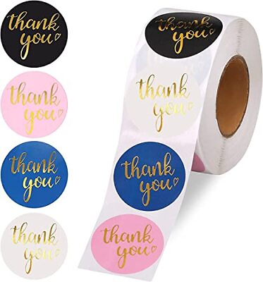 #ad 800Pcs Thank You Stickers 1.5quot; 4 Color Thank You Stickers Roll Thank You fo... $8.79