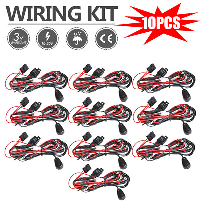 #ad Aaiwa 10x 1 Lead Wiring Harness Kit ON OFF Switch Relay for LED Light Bar 12V $74.99