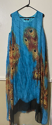 #ad Wantdo Womens Boho Chiffon Maxi Dress Novelty Peacock Print Vacation Size 20 $27.00
