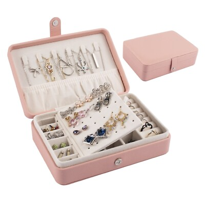 #ad Portable Travel Jewelry Box Organizer Case for Rings Earrings Necklaces Storage $15.99