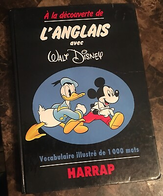 #ad *Hard Cover French Book À la Découverte de L#x27;Anglais avec Walt Disney Harrap C $29.99