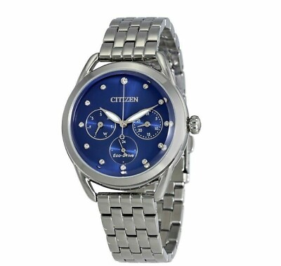 #ad Citizen Eco Drive Watch Ladies Multifunction Crystal Accent Blue Dial FD2050 53L C $199.99