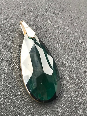 #ad Vintage Teal Green Faceted Teardrop Glass Pendant – 1 and 7 8th’s x 6 8th’s inch $12.31