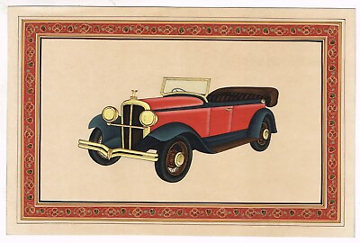 #ad Handmade Vintage Car Painting Fine Miniature Art On Paper 10.5x7 Inches $70.99