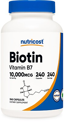 #ad Nutricost Biotin Vitamin B7 10000mcg 10mg 240 Capsules $14.98