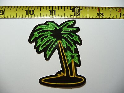 #ad 2 PALM TREES NEON STYLE STICKER DECAL COLORFUL FUNNY $2.69