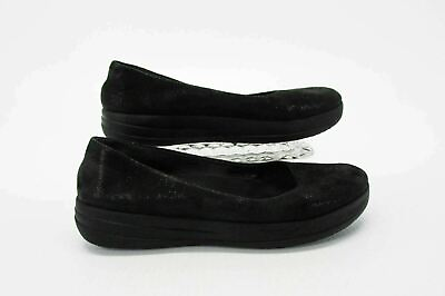 #ad Fitflop Womens Shoe F Sporty Size 8.5 Black Suede Ballet Flats Pre Owned qp $46.95