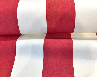 #ad Sunbrella Classic Cherry Red Regal Stripes White Outdoor Fabric By the yard $26.95
