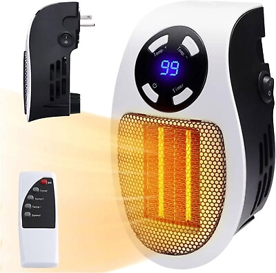 #ad Alpha Heater Upgraded plug in 2023 Ecoheat 500W Remote Smart Heater with LED $42.50