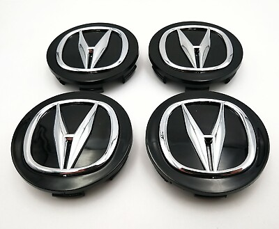 #ad 4x Black with Chrome Logo Wheel Center Hub Caps Fits For ACURA Size 69mm 2.71quot; $19.99