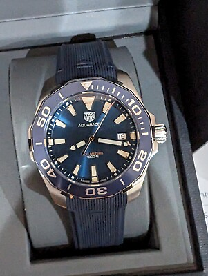 #ad TAG Heuer 41mm WAY111C Qtz Watch *Blue Dial* RUBBER STRAP w Box $870.00