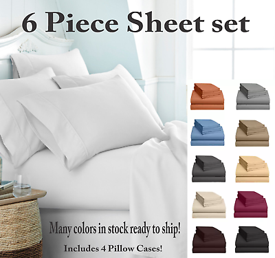 #ad 2100 Series 6 Piece Bed Sheet Set Hotel Luxury Ultra Soft Deep Pocket Bed Sheets $28.90