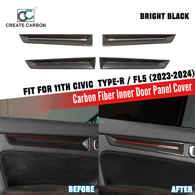 #ad 4pcs Real Carbon Fiber Inner Door Panel Trim For Honda 11th Gen Civic Type R FL5 $228.99