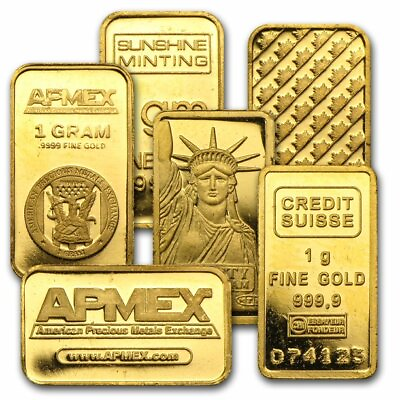 #ad 1 Gram Fine Gold Bar Assayed .9999 Pure Fine Bullion Random Mint Make $82.95