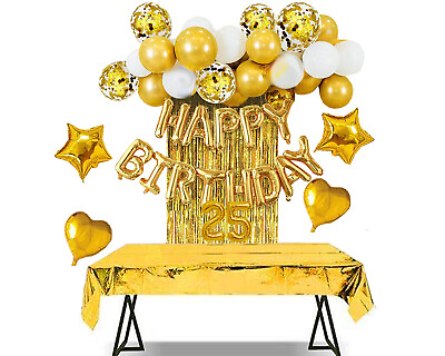 #ad 25 Birthday Party Decoration Gold Bday Balloon Photo Booth Prop Background $13.20