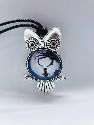 #ad Silver Owl Coraline Moon Necklace With 20 Inch Cord $9.99