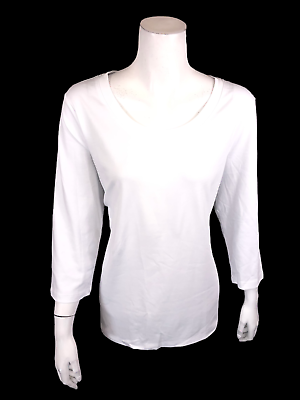 #ad #ad Isaac Mizrahi Women#x27;s Essentials Pima Cotton 3 4 Sleeves Top White X Large Size $17.50