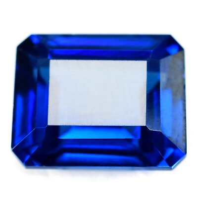 #ad Natural BLUE Flawless Sapphire CERTIFIED 10.00 Ct Emerald Cut Loose Gemstone $12.99