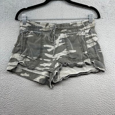 #ad Express Womens Short Green Army Camouflage Elastic Waist Drawstring Size XS $9.00