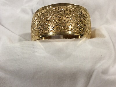 #ad Vintage Decorative Etched Gold Tone Cuff Bracelet $13.00