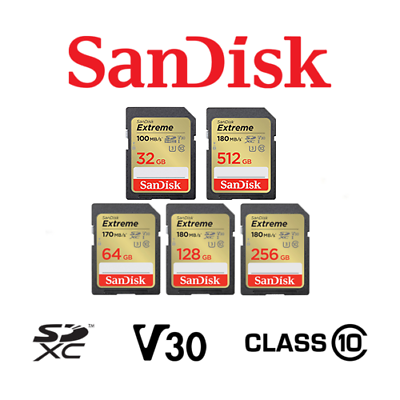 #ad Sandisk SD Extreme Card 32GB 64GB 128GB 256GB 512GB SDXC Camera Flash Memory V30 $466.32