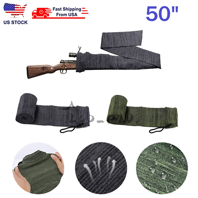 #ad 50quot; Silicone Treated Gun Sleeve Shotgun Rifle Sock Shooting Cover Green Gray US $8.59