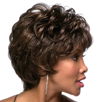 #ad Hat Wigs Women Short Human Hair Wigs Short Wigs with Bangs Short Curly Wigs $13.15