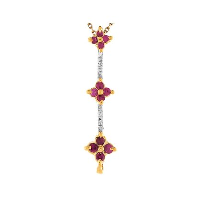 #ad 10k or 14k Two Tone Gold Simulated Ruby White CZ Chic Style Slide Charm Pendant $174.99