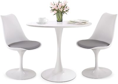 #ad JAXSUNNY 31.5quot; White Tulip Round Dining Table and Chair Set Mid Century Style $209.99