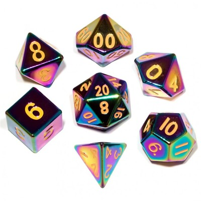 #ad Polyhedral RPG Sets 7 set: 16mm Flame Torched Rainbow Metal $33.86