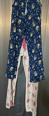 #ad Women’s Pajama Pants 2 pack By Bobbie Brooks Small Sloth Print Blue And Pink $9.00