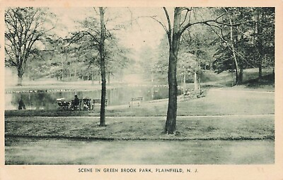 #ad Scene in Green Brook Park Plainfield NJ Vintage PC Stamped amp; Posted 1936 $19.99