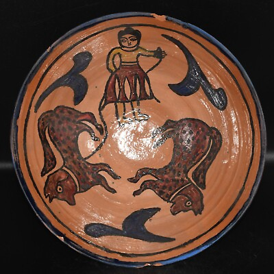 #ad Large Intact Ancient Central Asian Islamic Khorasan Glazed Ceramic pottery Bowl $300.00