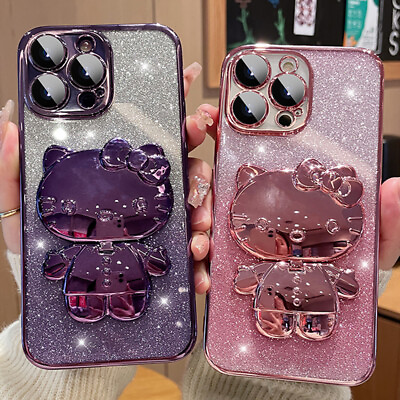 #ad Case For iPhone 15 Pro Max 14 13 12 11 X XR Glitter Bling Hello Kitty Cute Cover $10.99
