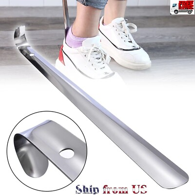 #ad 22in Extra Long Handle Shoe Horn Stainless Steel Metal Shoes Remover Shoehorn US $8.03