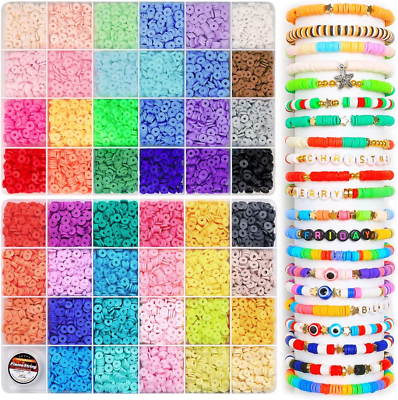 #ad Polymer Clay Beads6000Pcs Multicolor for Jewelry Making Heishi Beads Elastic $29.99