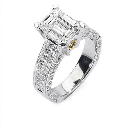 #ad 3.88 Ct Emerald Cut Diamond Engagement Ring Platinum 950 HVVS2 EGL $18874.80
