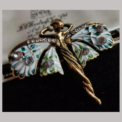 #ad Vintage Art Fairy Nymph Nouveau Style Shawl Pin Pendant Jewellery Gift Jewelry U $5.30