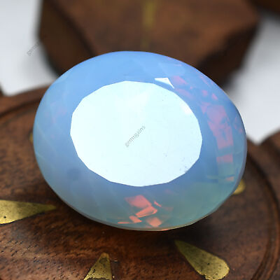 #ad Ethiopian Natural Opal Sky Blue 47.90 Ct Oval Cut CERTIFIED RARE Gemstone $20.20