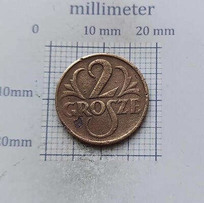 #ad Polska 2 Grosze Groschen 1925 year brass Coin old Poland # 464 $7.90