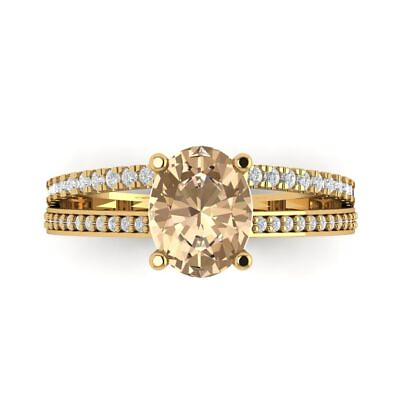 #ad 2.1 Oval Unique Yellow Moissanite Classic Bridal Statement Ring 14k Yellow Gold $387.27