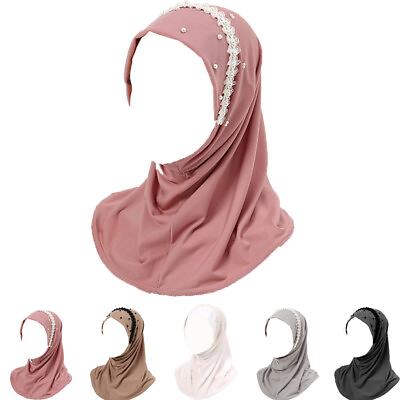#ad One Piece Muslim Amira Turban Instant Scarf Beads Khimar Hijab Headscarf Wrap C $16.91