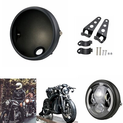 #ad 1PCS ROUND 7quot; INCH HEADLIGHTS HOUSING BUCKET FIT FOR HARLEY MOTORCYCLE BLACK $25.99