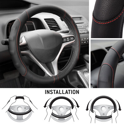 #ad Car Steering Wheel Cover for Nissan Altima Motor Trend Odorless PU Leather Red $17.21