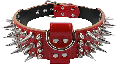 #ad PET ARTIST 2.0quot; Width Luxurious Leather Sharp Spike Studded Dog CollarRottwe... $44.99