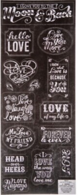 #ad Love You to the Moon Chalk Cardstock Scrapbooking Stickers 5x12” Sheet $2.99