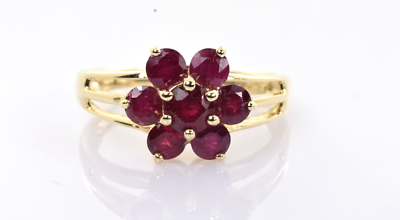 #ad Ruby Cluster Ring in 14k Yellow Gold 1.61 Carats Size 8 $365.49