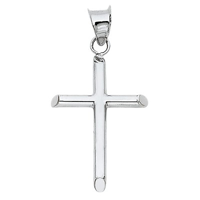#ad Genuine Real 14K White Gold Cross Jesus Crucifix Religious Charm Pendant $80.85