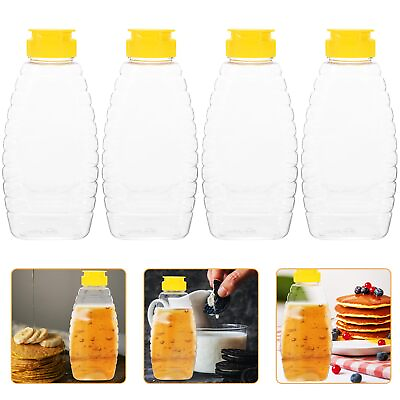 #ad 18Oz 240ml Squeeze Honey Jars Plastic Honey Squeeze Bottles with Flip Lids Cl... $29.17