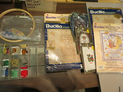 #ad needlepoint craft group bucilla 2 large complete and 2 more possibly complete $19.88